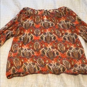 Liz Claiborne Orange paisley sheer top